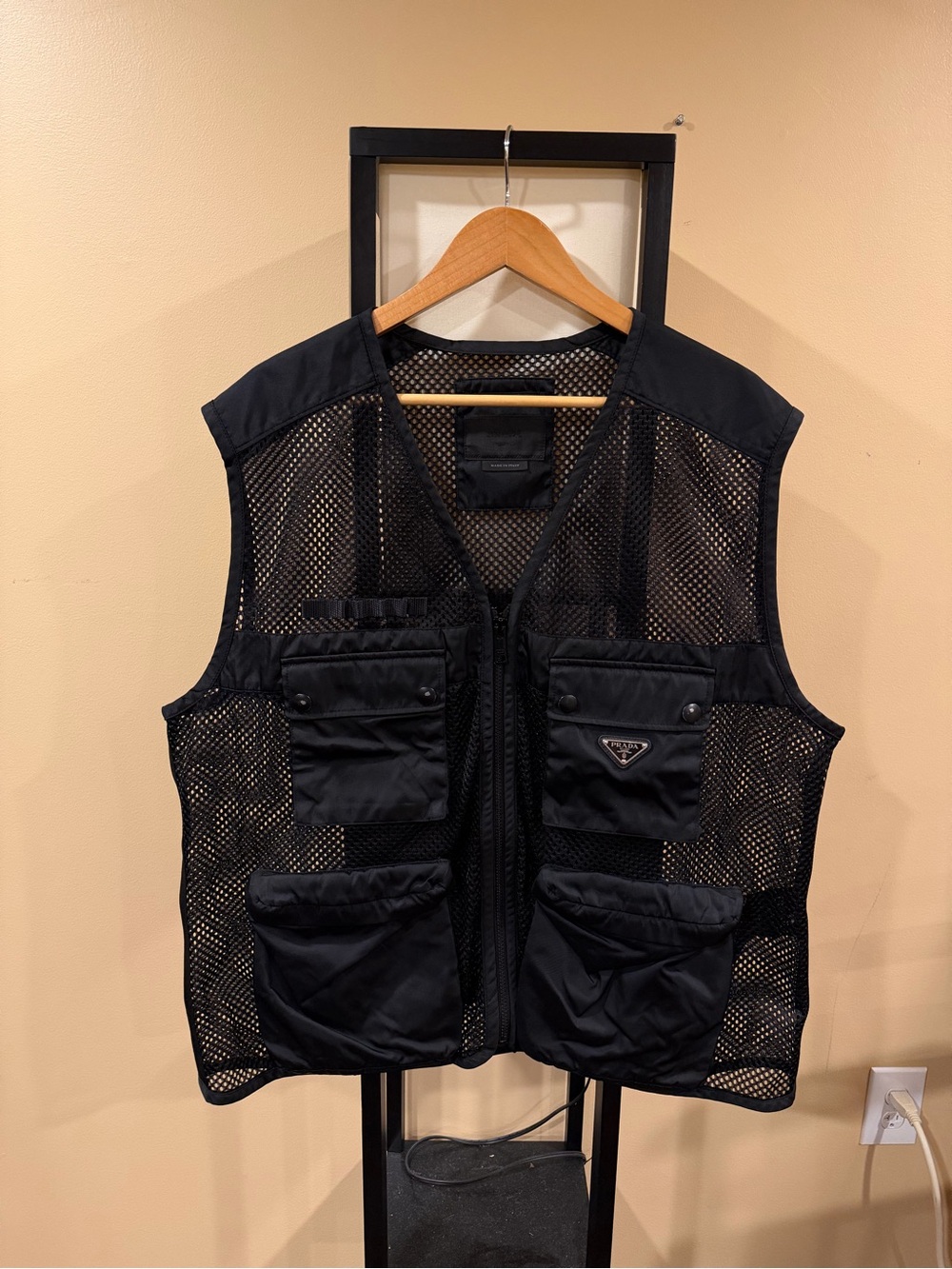 Prada x Raf Re-Nylon 2021 Mountain Cargo Utility Multi Pocket Black Vest